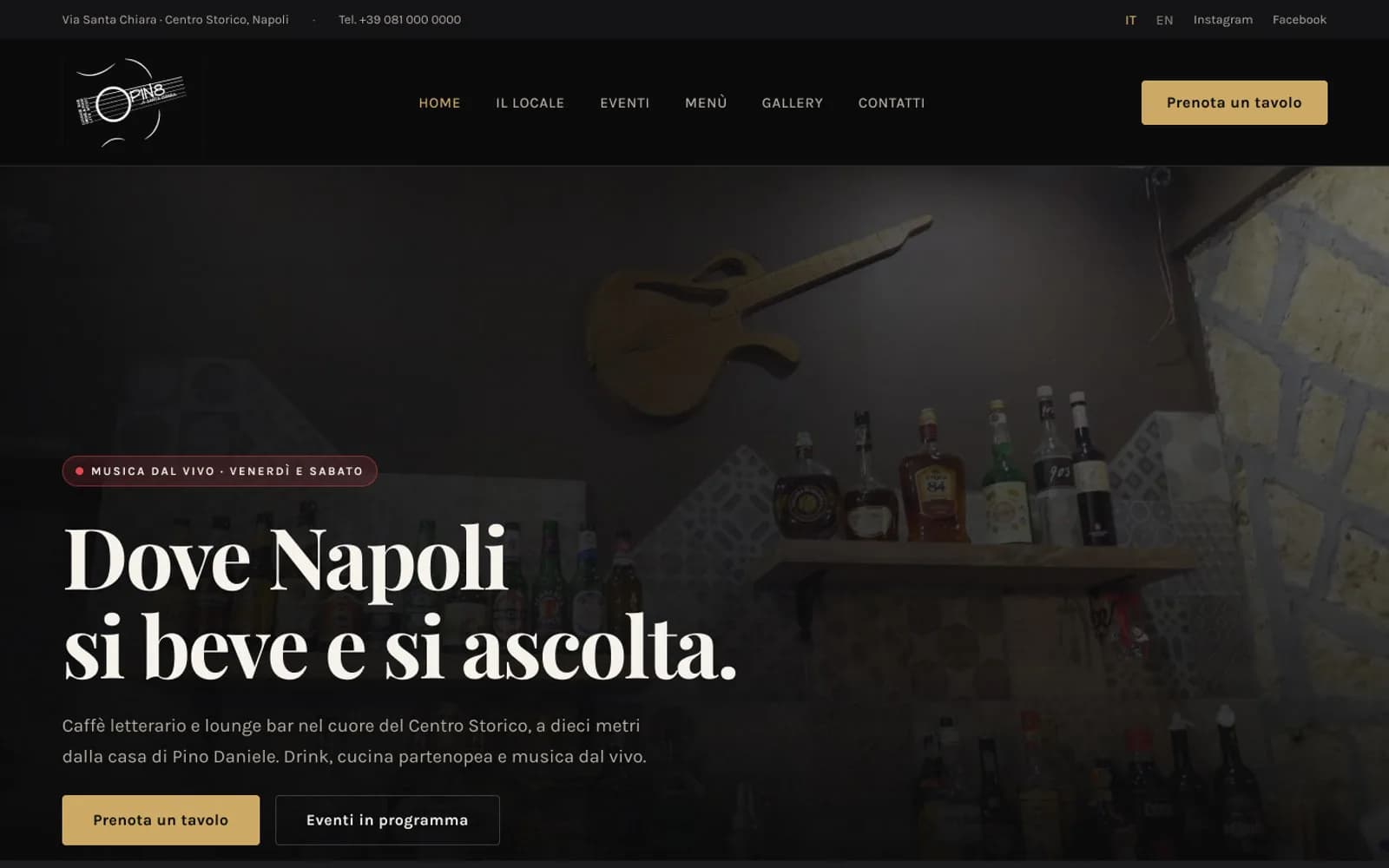 Pin’8 a Santa Chiara — Caffè letterario e lounge bar dedicato a Pino Daniele, nel Centro Storico.