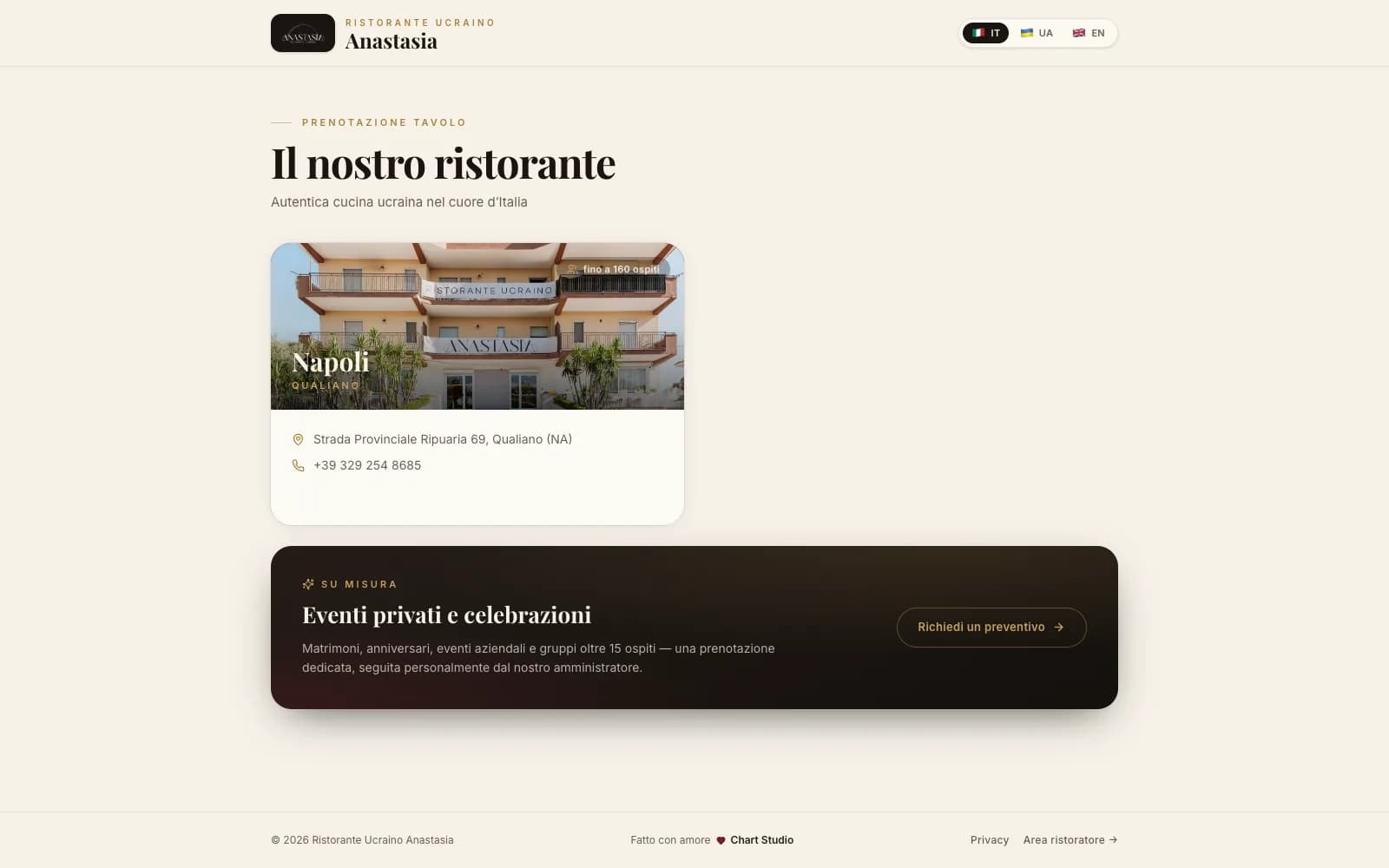 Anastasia · Bookings — Booking a table without a phone call.